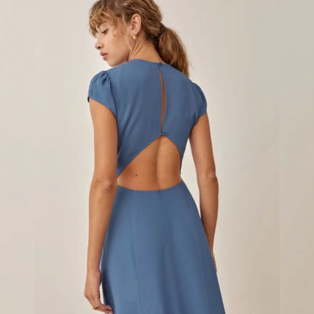 Reformation Gavin Dress in Morning Glory Blue - Picture 2 of 7